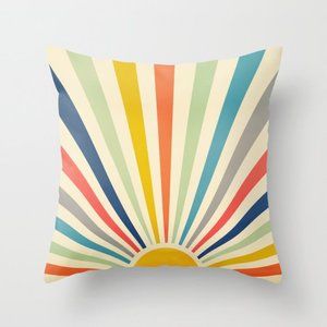 Sun Retro Throw Pillow Cover